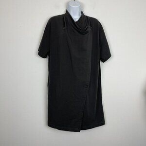 Pure Jill Lagenlook Draped Front Hidden Snap Gray Top Size Small